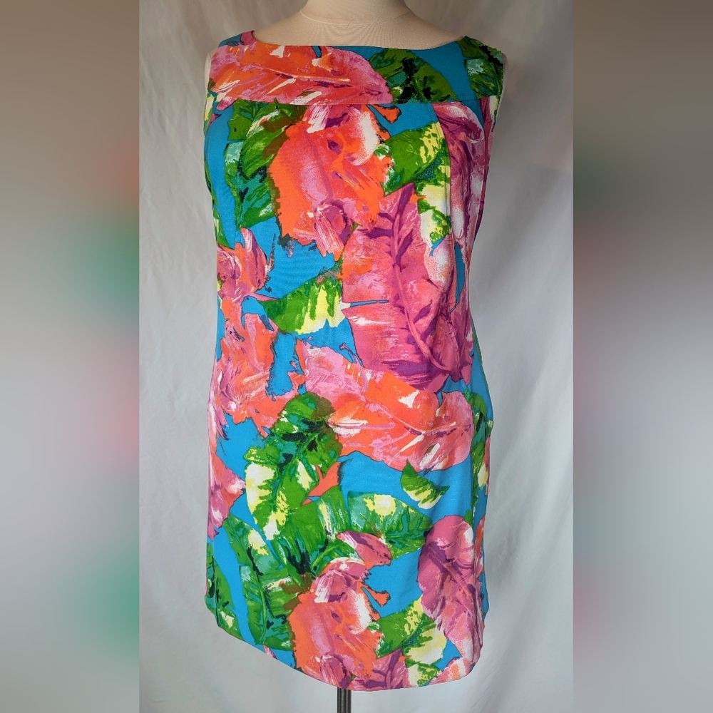Kim Rogers Woman tropical hued bodycon dress